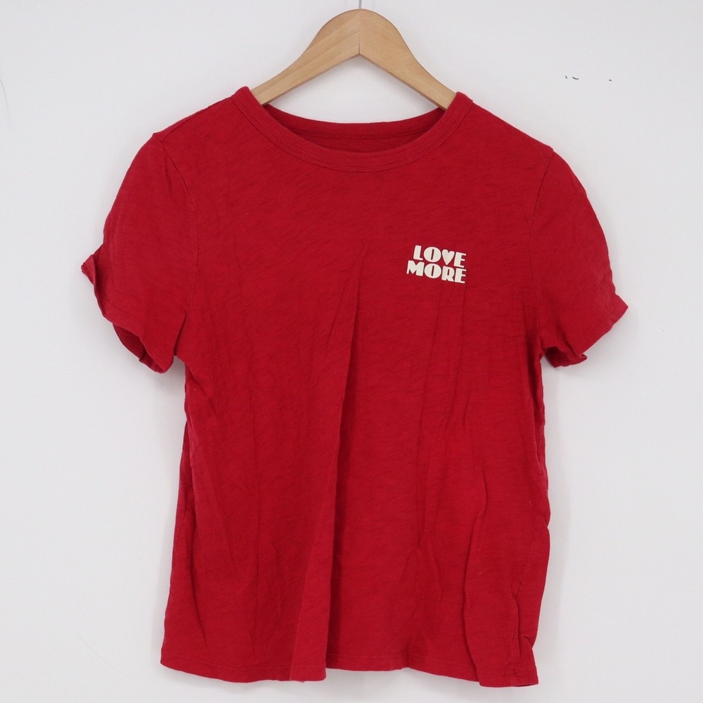 Old Navy T-Shirt Womens S Everywear Red Love More Graphic Short Sleeve Excellent